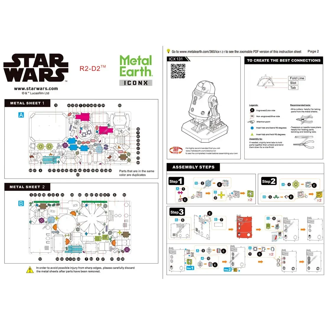 Star Wars - R2-D2 Figure Model Kit (Steel, Moderate Difficulty) - Fascinations - Metal Earth Premium Series - Image 8