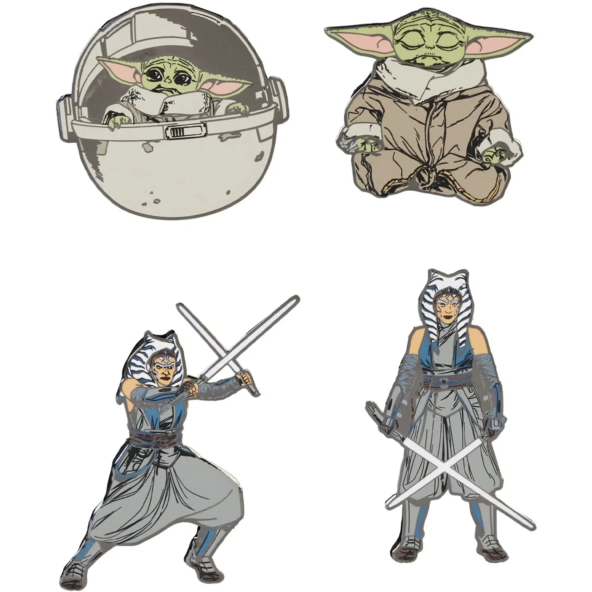 Star Wars: The Mandalorian - Grogu & Ahsoka Pin Badge Set (Enamel) - Image 2