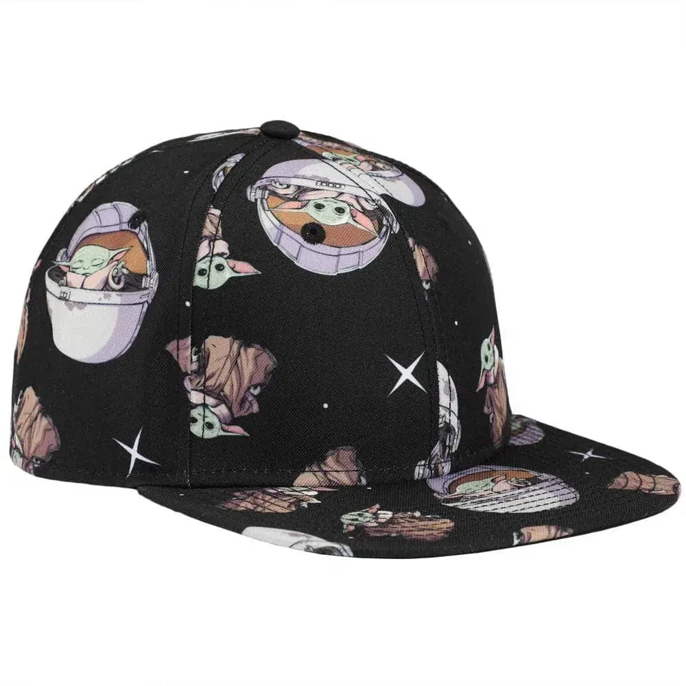 Star Wars: The Mandalorian - Grogu Snapback Hat (All Over Print, Flat Bill) - Bioworld - Image 3