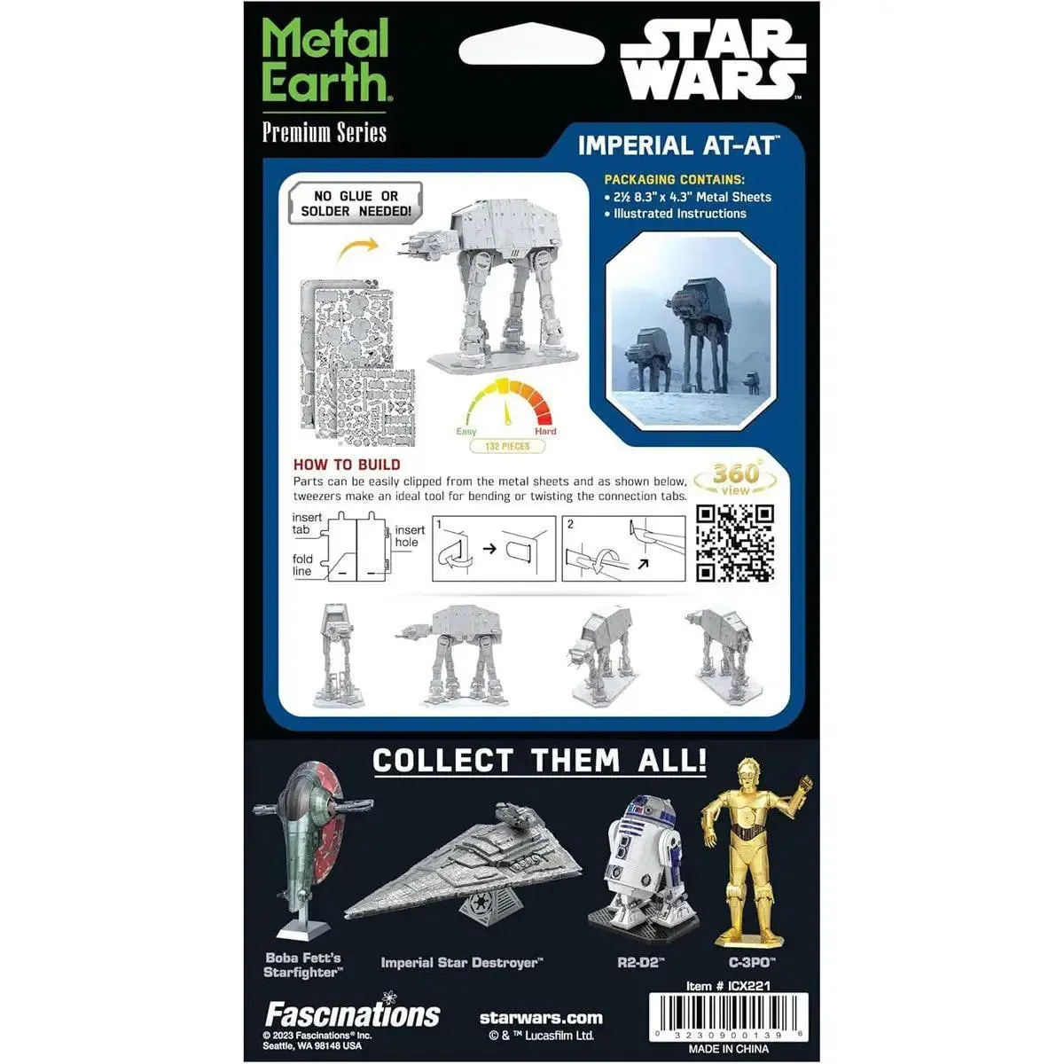 Star Wars - Unpainted Imperial AT-AT Figure Model Kit (Steel, Moderate Difficulty) - Fascinations - Metal Earth Series - Image 3