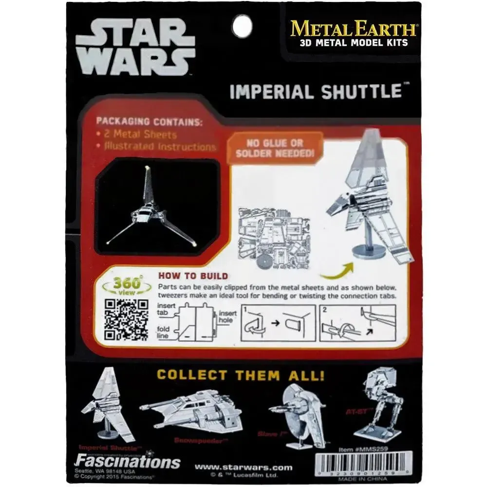 Star Wars - Unpainted Imperial Shuttle Figure Model Kit (Steel, Moderate Difficulty) - Fascinations - Metal Earth Series - Image 3