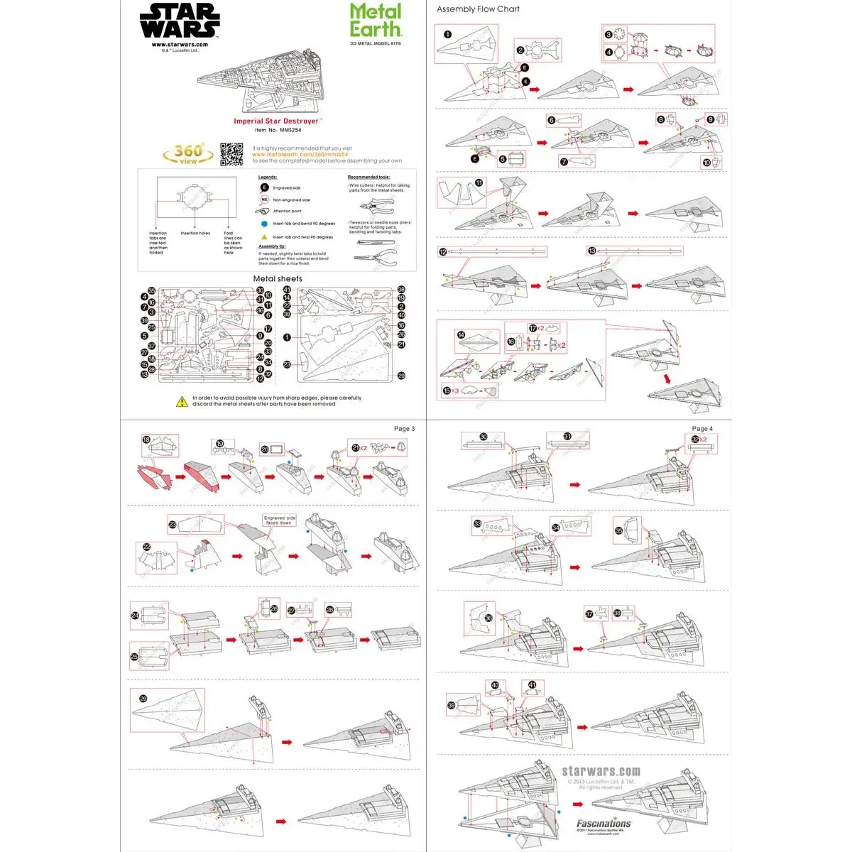 Star Wars - Unpainted Imperial Star Destroyer Figure Model Kit (Steel, Moderate Difficulty) - Fascinations - Metal Earth Series - Image 9