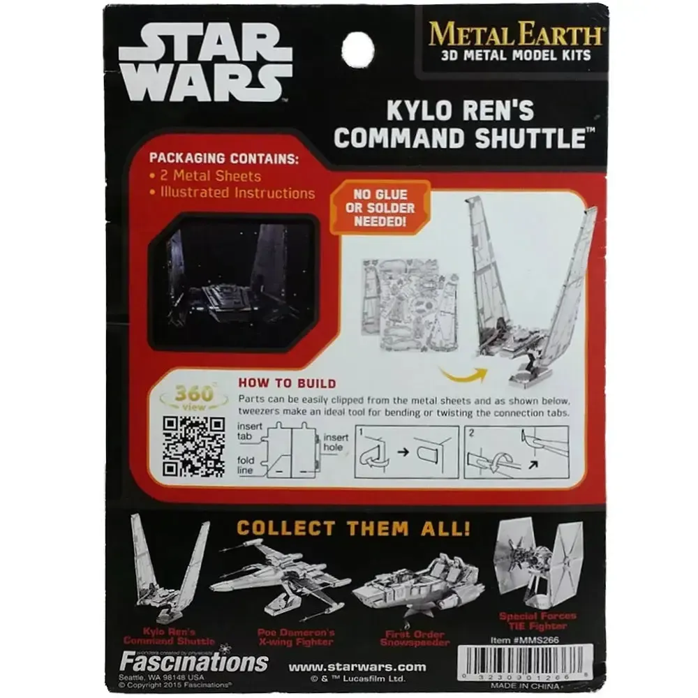 Star Wars - Unpainted Kylo Ren's Command Shuttle Figure Model Kit (Steel, Challenging Difficulty) - Fascinations - Metal Earth Series - Image 3