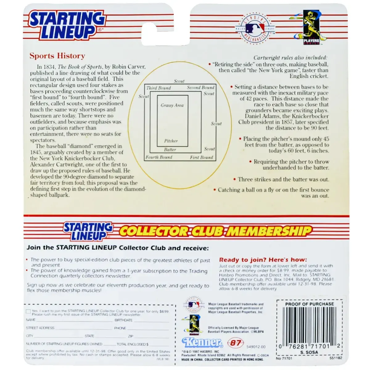 Starting Lineup [MLB: Chicago Cubs] - Sammy Sosa Baseball Figure - Kenner - 1998 Edition Extended Series - Image 2