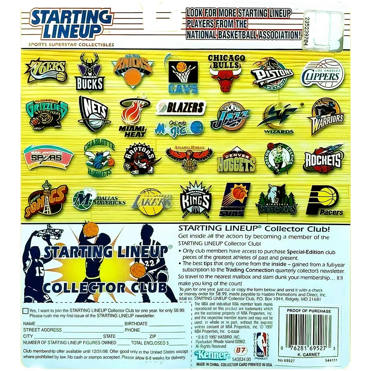 Starting Lineup [NBA: Minnesota Timberwolves] - Kevin Garnett Basketball Figure (5") - Kenner - 10th Year 1997 Edition Series - Image 2