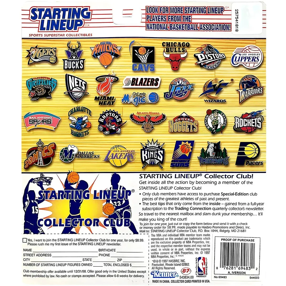 Starting Lineup [NBA: Philadelphia 76ers] - Allen Iverson Basketball Figure (5") - Kenner - 10th Year 1997 Edition Series - Image 2