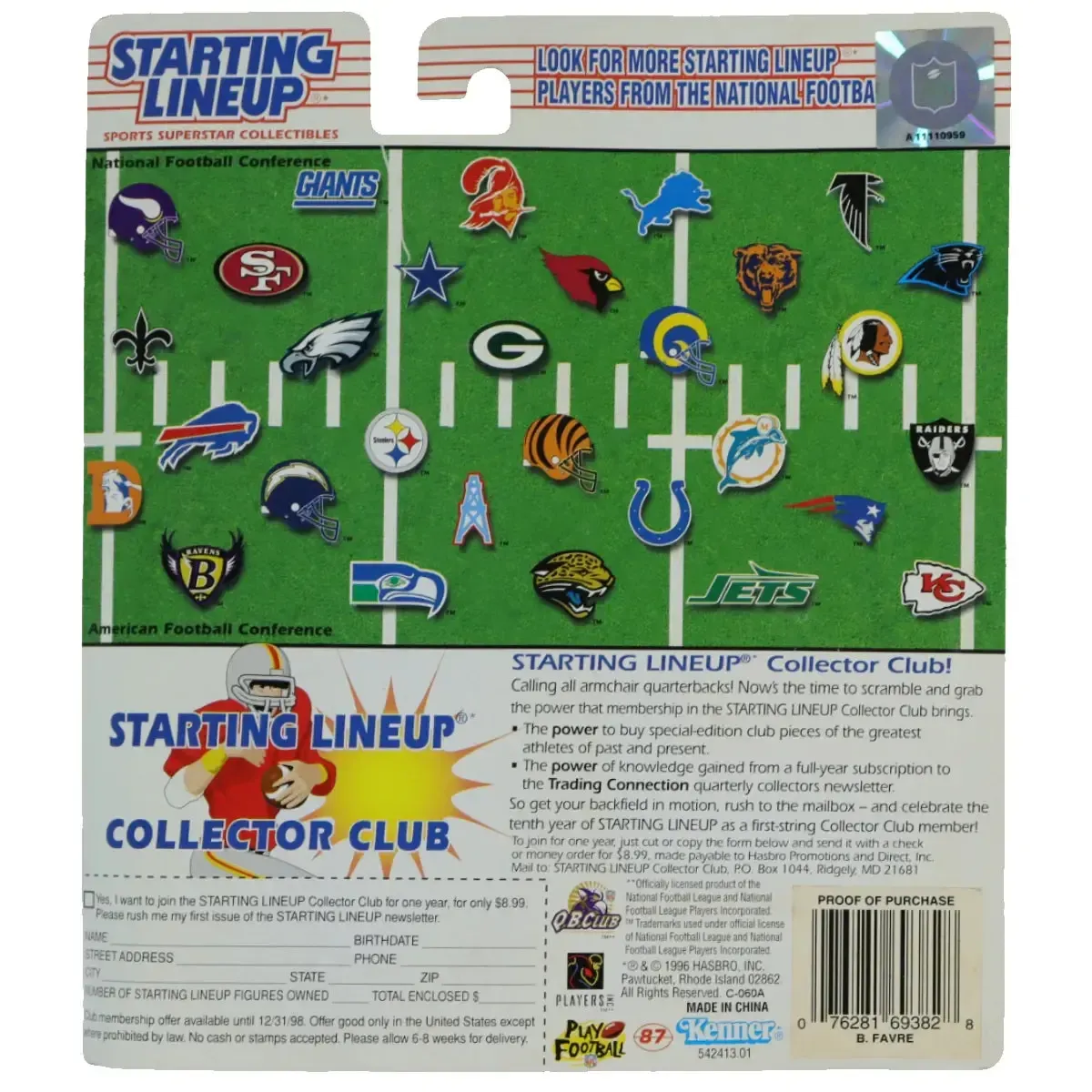 Starting Lineup [NFL: Green Bay Packers] - Brett Favre Football Figure - Kenner - 1997 Edition Series - Image 2