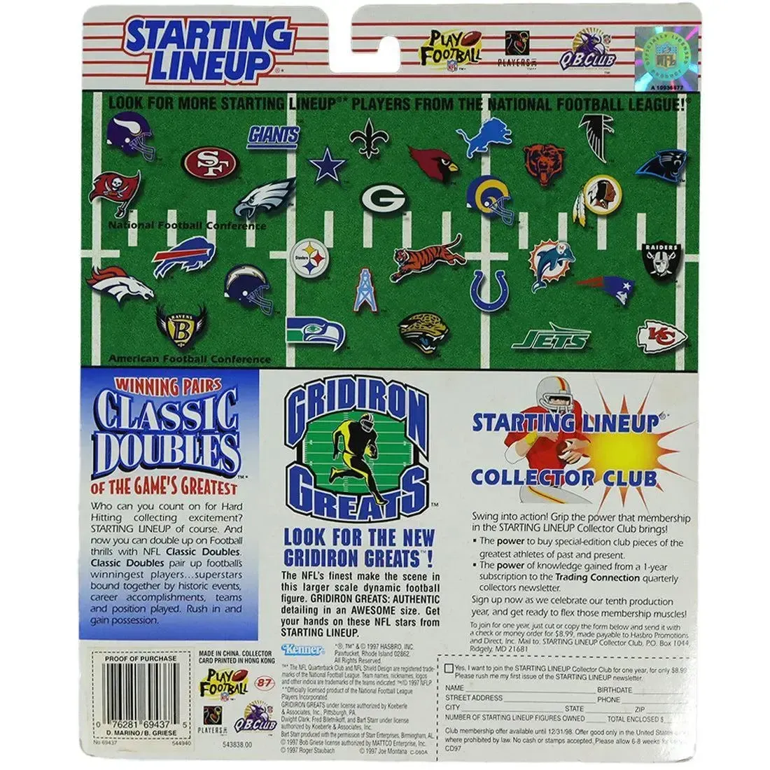 Starting Lineup [NFL: Miami Dolphins] - Dan Marino & Bob Griese Football Figure Set - Kenner - 1998 Classic Doubles Series - Image 3