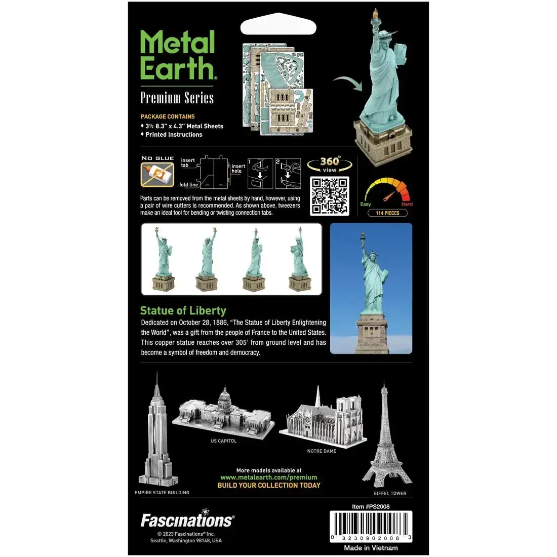 Statue of Liberty Figure Model Kit (Steel, Challenging Difficulty) - Fascinations - Metal Earth Premium Series - Image 3
