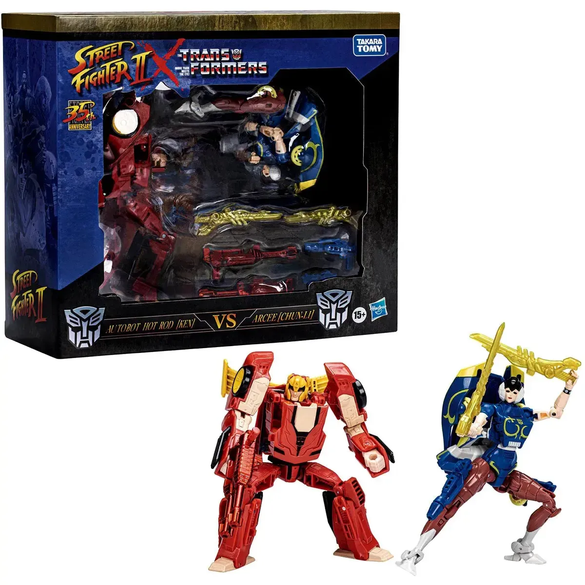 Street Fighter II x Transformers - Autobot Hot Rod as Ken & Arcee as Chun-Li Action Figure Set - Tomy - Image 2