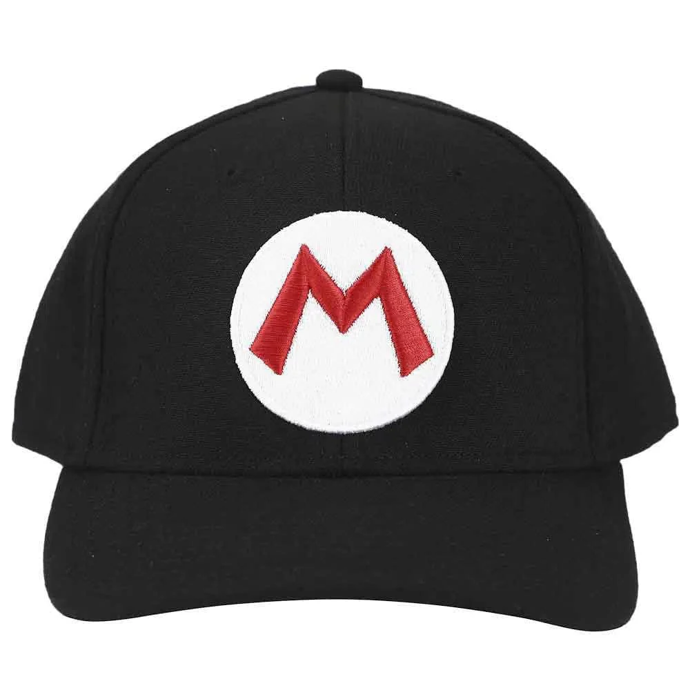 Super Mario - Mario Symbol Snapback Hat (Black, Elite Flex, Pre-Curved Bill) - Bioworld