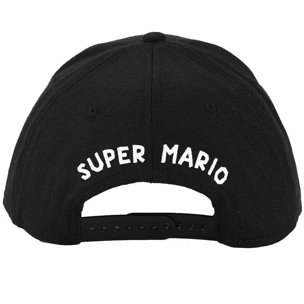 Super Mario - Mario Symbol Snapback Hat (Black, Elite Flex, Pre-Curved Bill) - Bioworld - Image 2