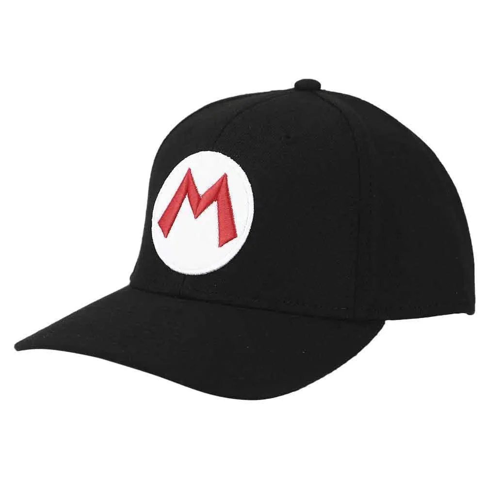 Super Mario - Mario Symbol Snapback Hat (Black, Elite Flex, Pre-Curved Bill) - Bioworld - Image 3