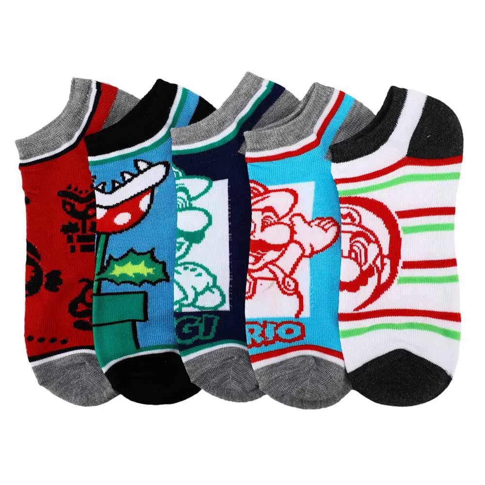 Super Mario - Mixed Icons Ankle Socks (5 Pairs) - Bioworld - Image 2