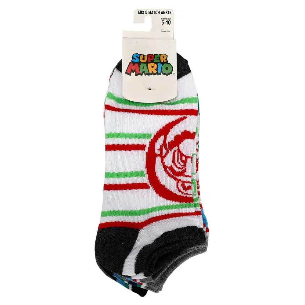 Super Mario - Mixed Icons Ankle Socks (5 Pairs) - Bioworld - Image 8