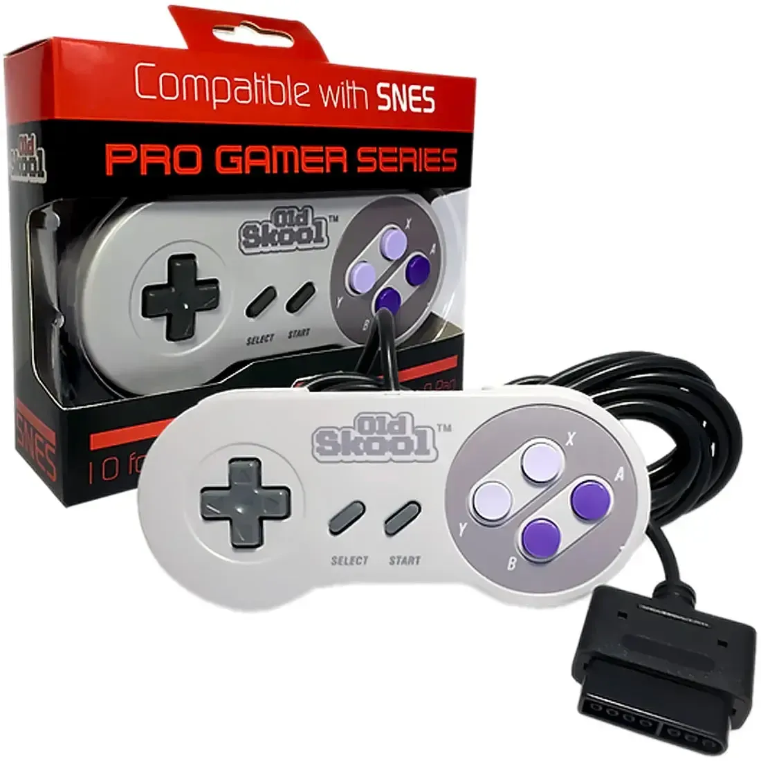 Super Nintendo - Gray Wired Controller (10' Cable, Precision D-Pad) - Old Skool - Pro Gamer Series - Image 2