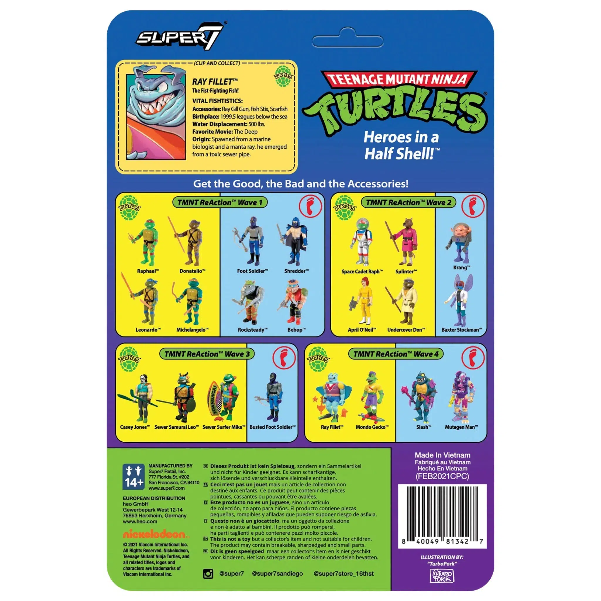 Teenage Mutant Ninja Turtles - Ray Fillet Action Figure - Super7 - ReAction Figures Series, Wave 4 - Image 3