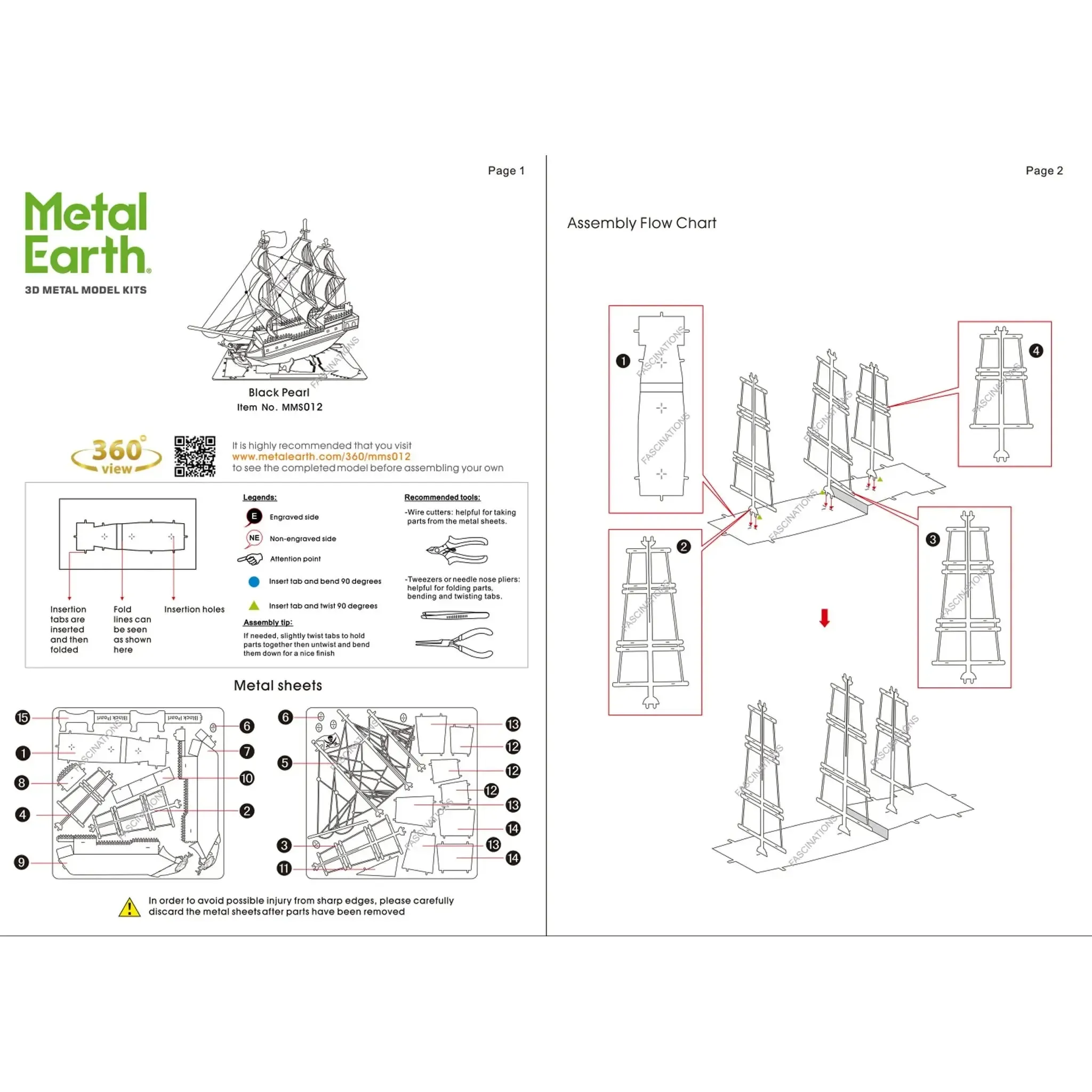 The Black Pearl Pirate Ship Figure Model Kit (Steel, Easy Difficulty) - Fascinations - Metal Earth Series - (2023) - Image 9