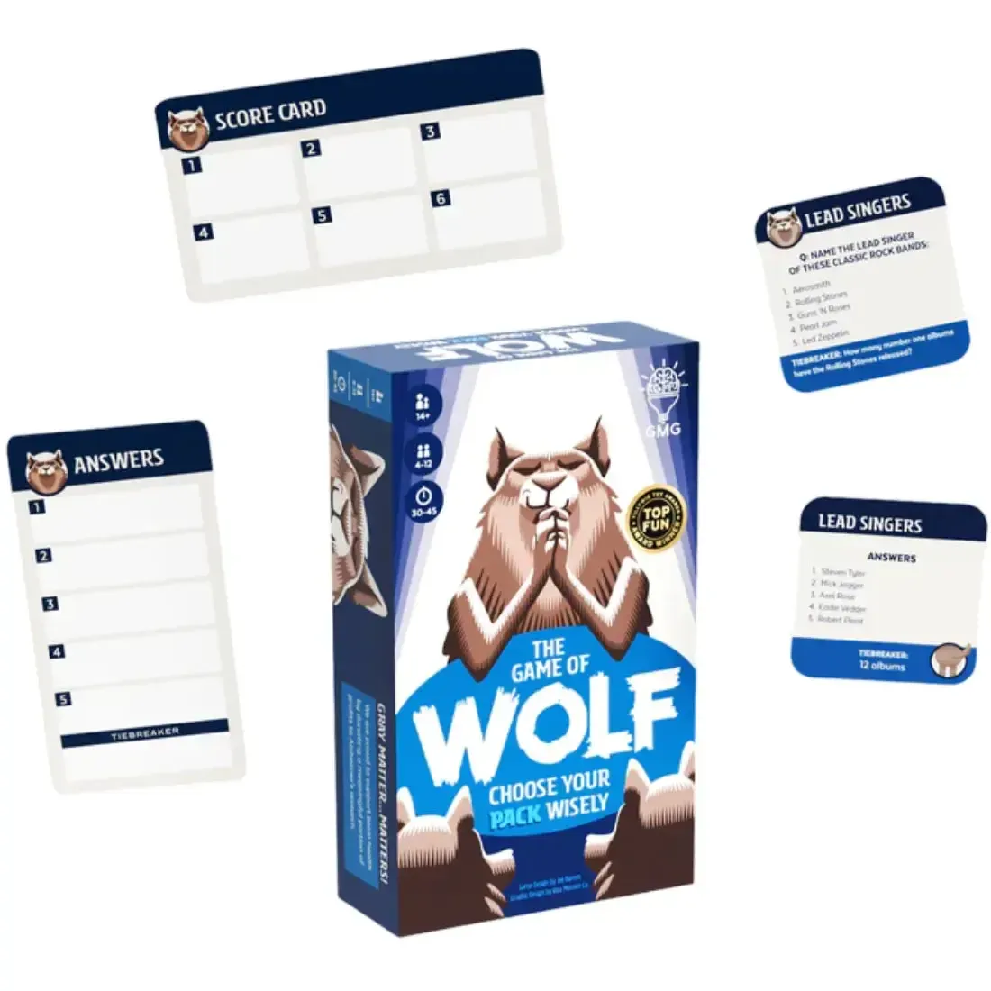 The Game of Wolf - Trivia General Knowledge Card Game for Family, Adults, and Children (4-12 Player, Ages 14+) - Gray Matters Games - Image 2