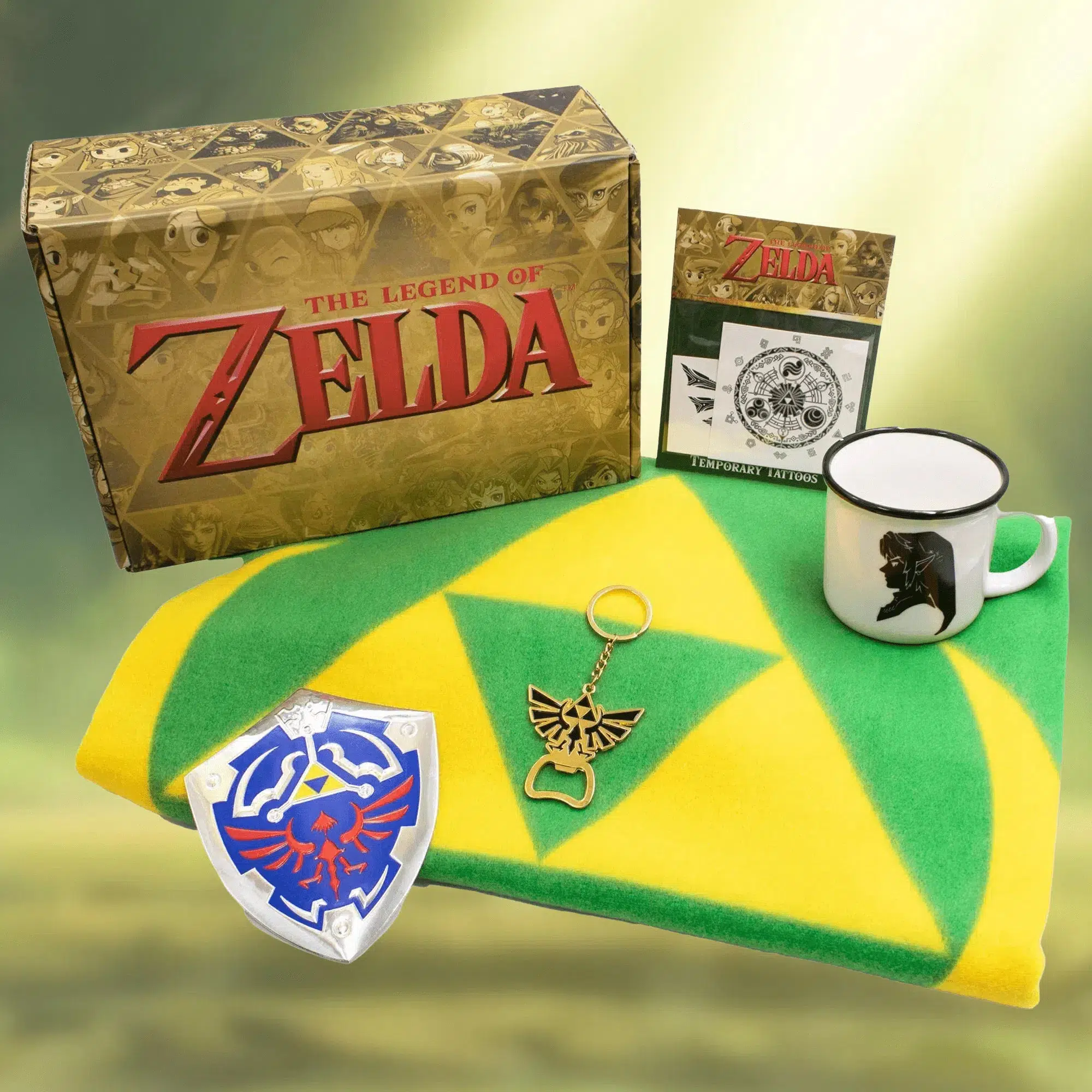 The Legend of Zelda - Collector's Gift Box Set - Culturefly - Hooded Blanket, Camper Mug, Temporary Tattoos, Bottle Opener Keychain, Wall Art - Image 7