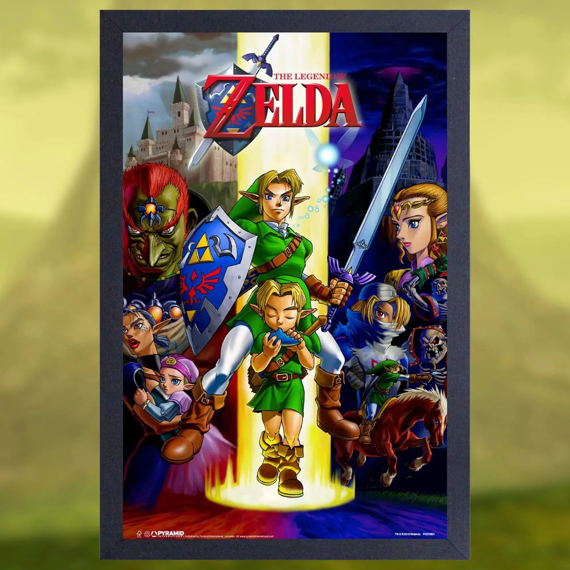 The Legend of Zelda: Ocarina of Time - Link, Zelda & Ganondorf Framed Poster (Gel Coat, 12.25"x18.25") - Pyramid America - Image 2