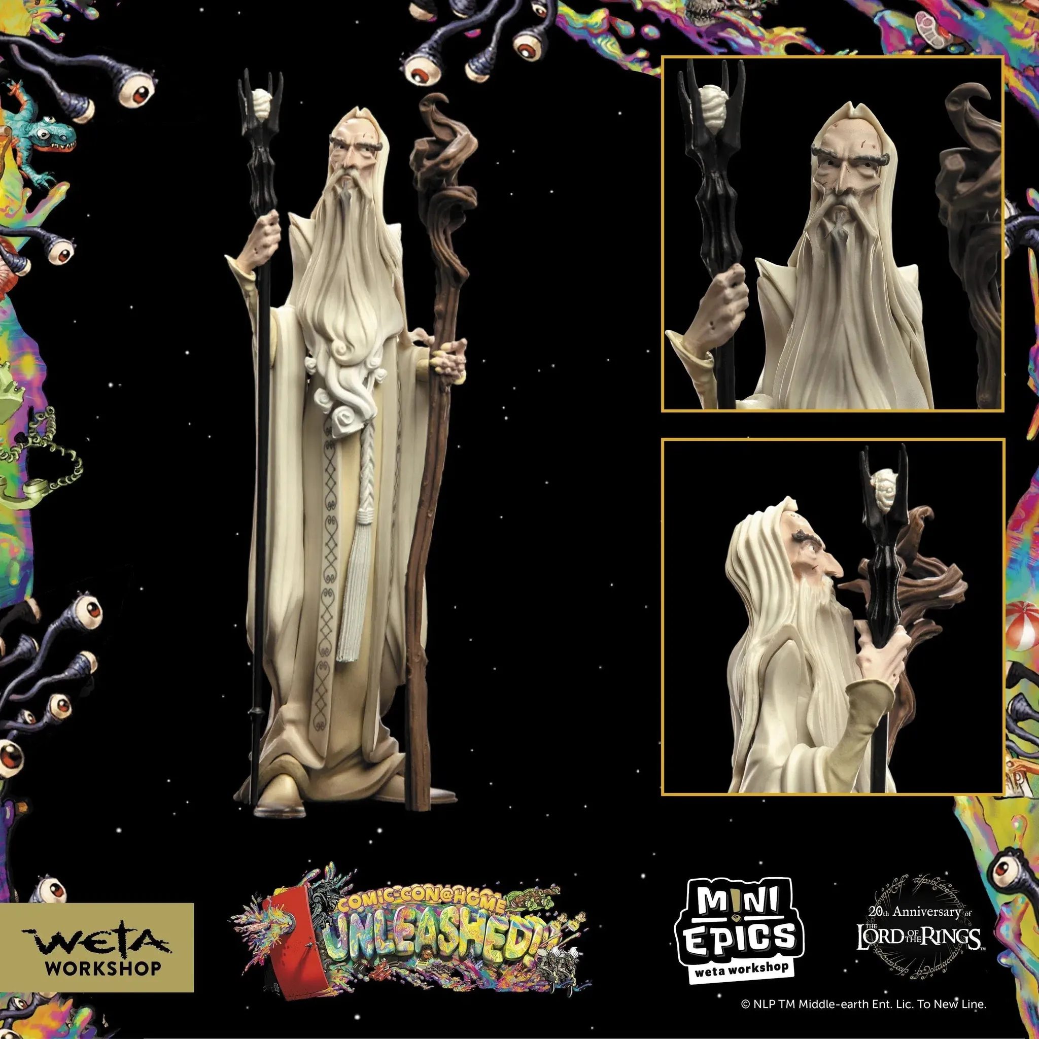 The Lord of the Rings - Saruman the White with Gandalf's Staff Figure (Limted Edition San Diego Comic-Con SDCC 2021 Exclusive) - Weta Workshop - Mini Epics Series - Image 7