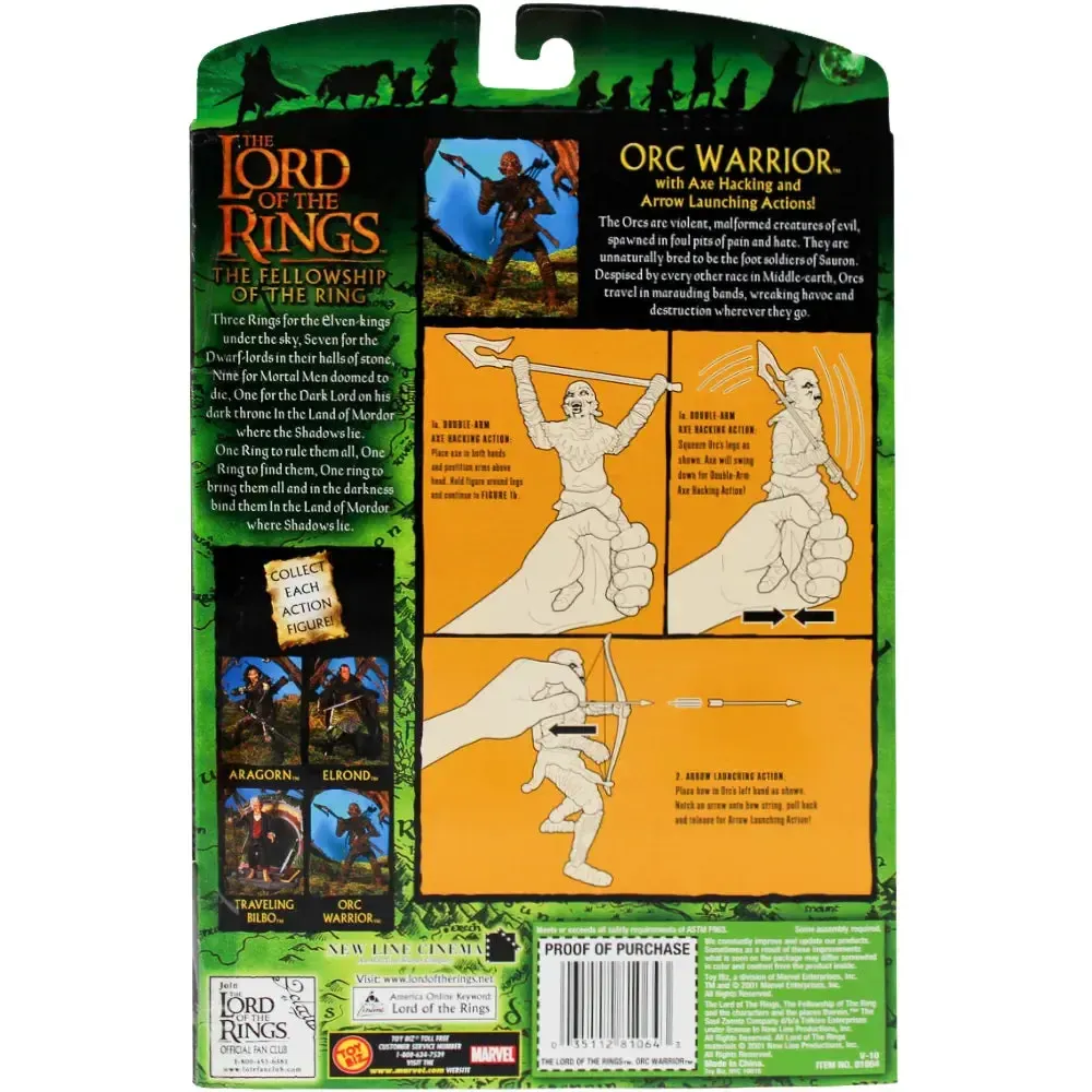The Lord of the Rings: The Fellowship of the Ring - Axe Hacking & Arrow Launching Orc Warrior Action Figure - Toy Biz - (2001) - Image 2