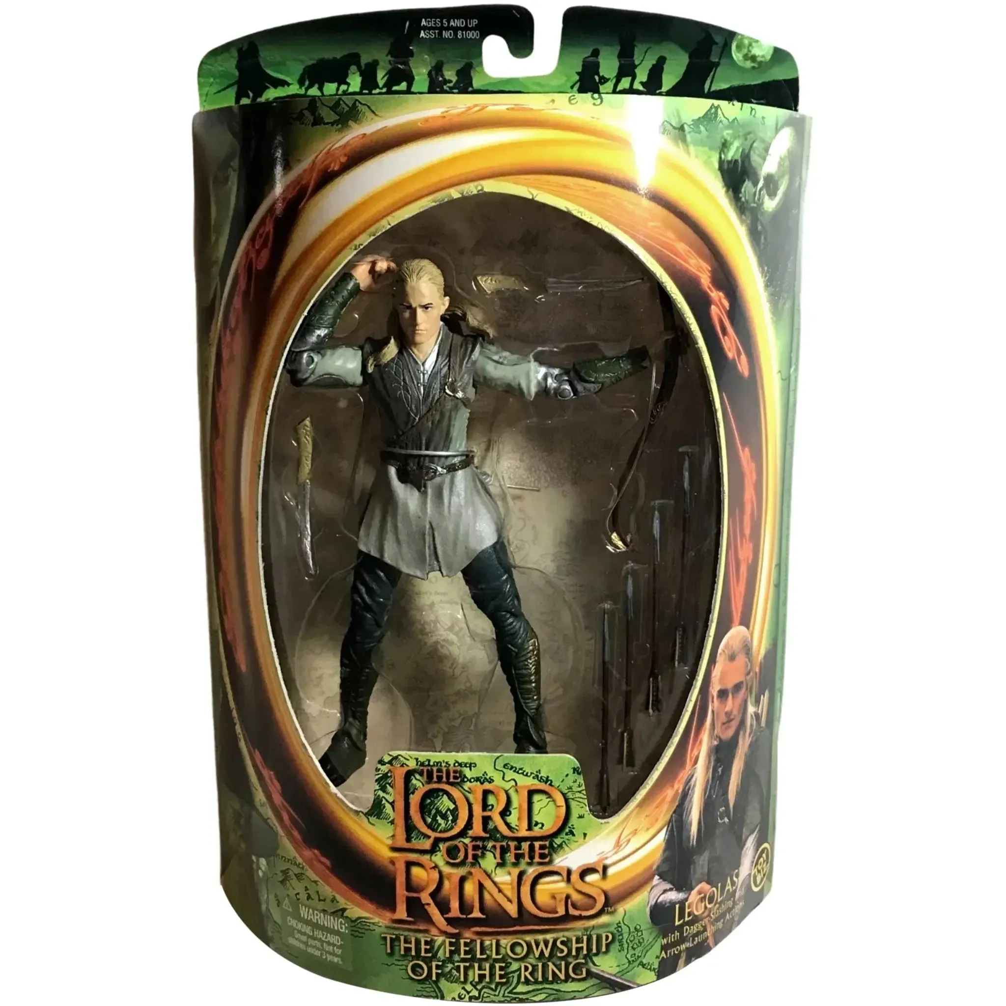 The Lord of the Rings: The Fellowship of the Ring - Legolas with Dagger-Slashing and Arrow-Launching Ability Action Figure - Toy Biz - (2001)