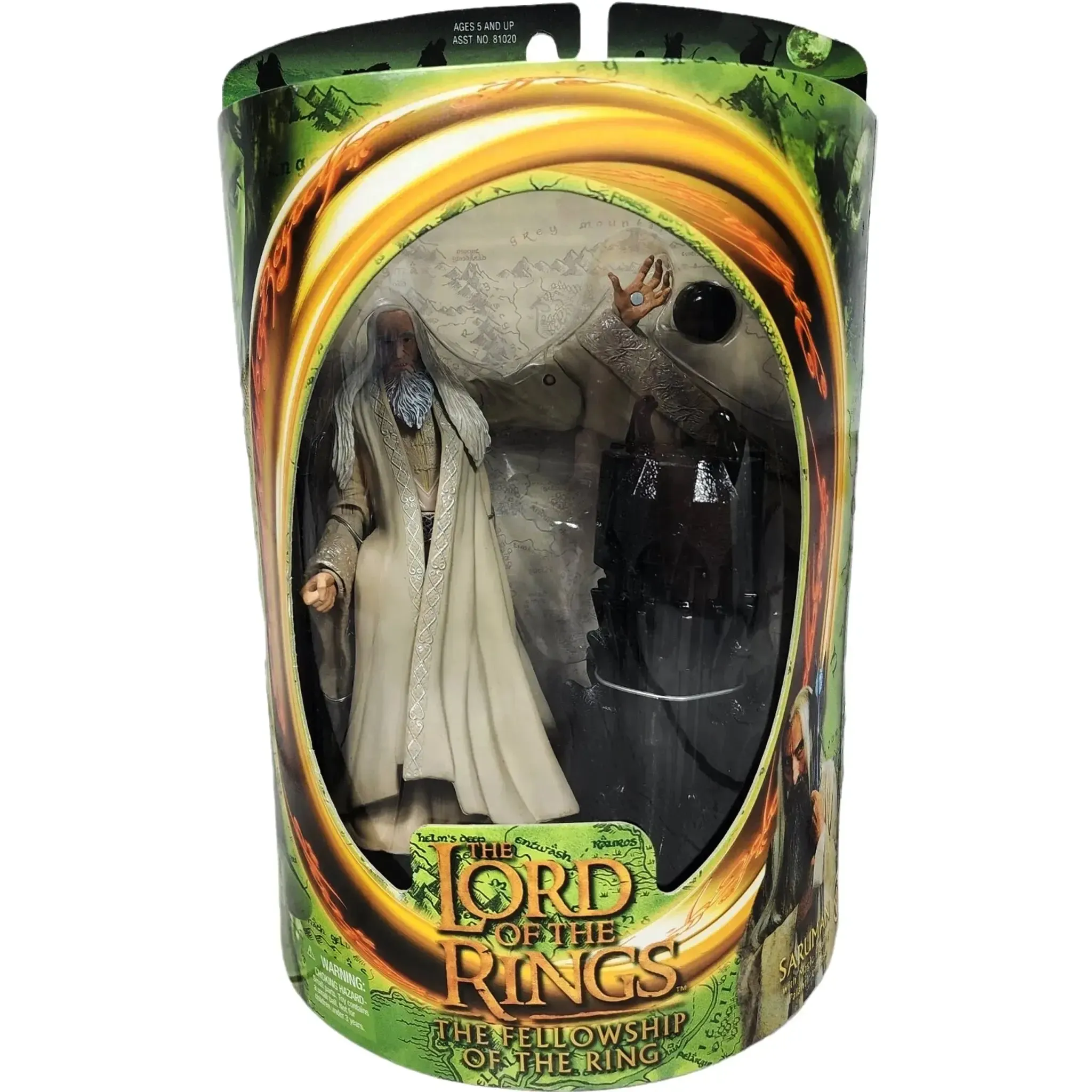 The Lord of the Rings: The Fellowship of the Ring - Saruman with Magic Floating Palantír on Base Action Figure - Toy Biz - (2001)