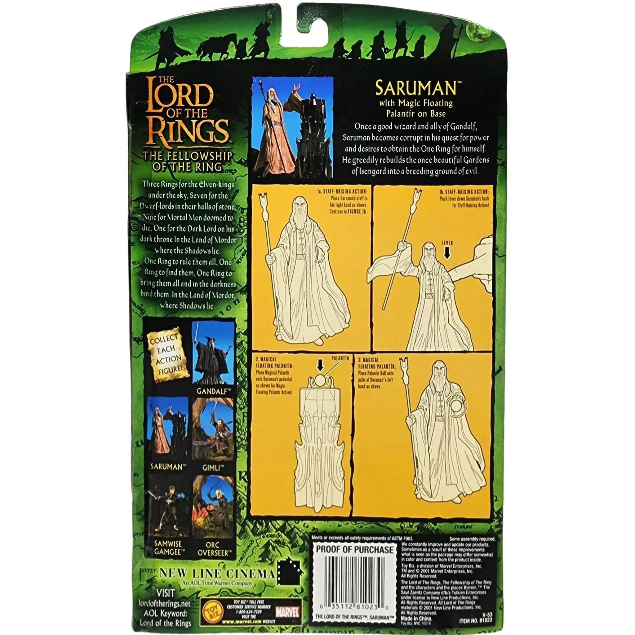 The Lord of the Rings: The Fellowship of the Ring - Saruman with Magic Floating Palantír on Base Action Figure - Toy Biz - (2001) - Image 2