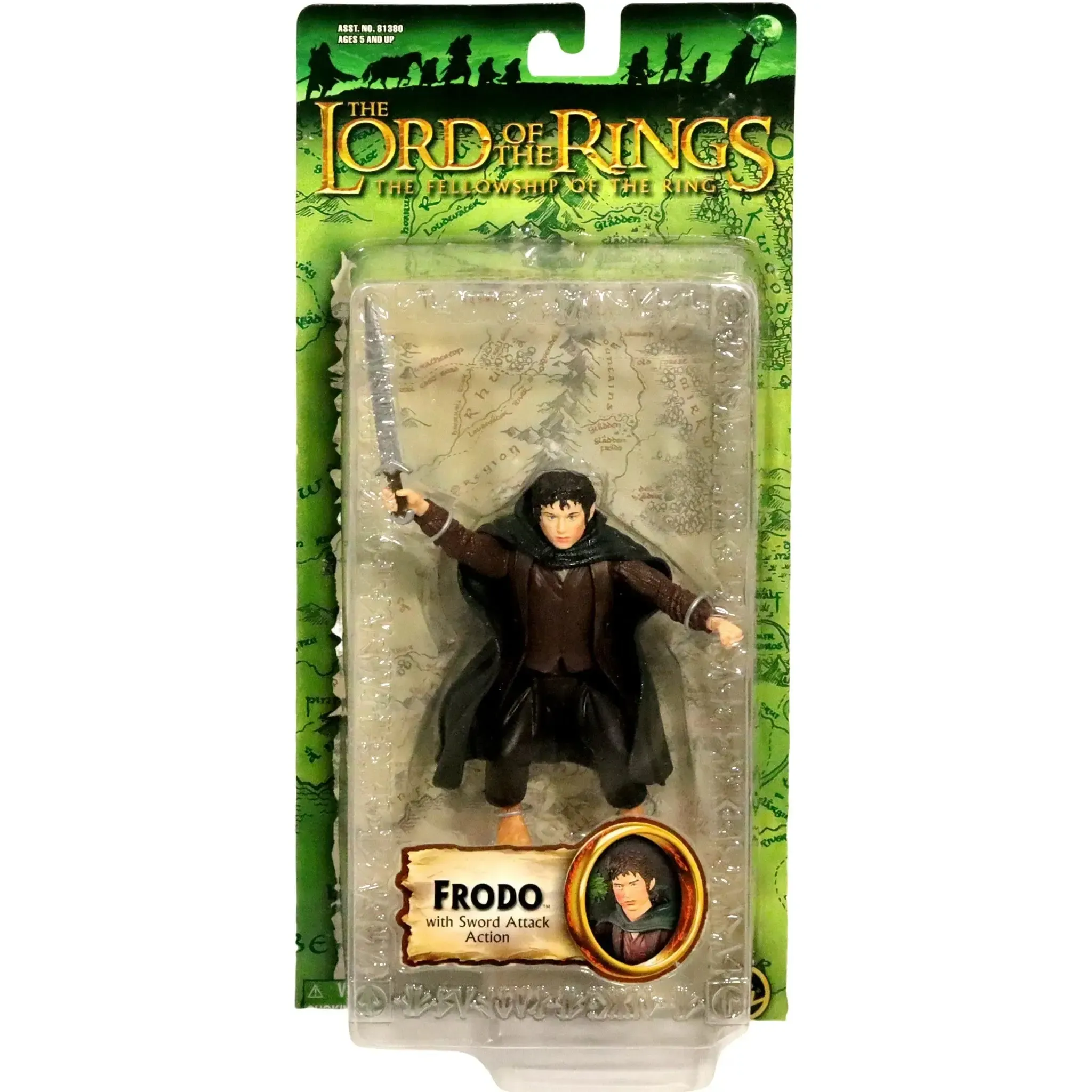 The Lord of the Rings: The Fellowship of the Ring - Sword-Attack Frodo Action Figure (4.25") - Toy Biz - (2003)