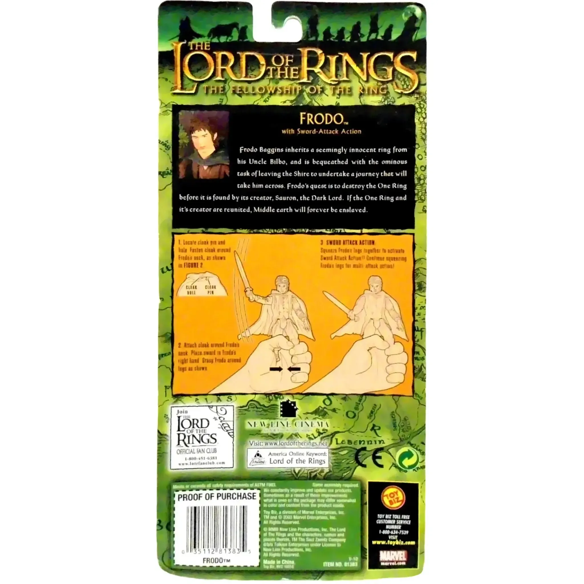 The Lord of the Rings: The Fellowship of the Ring - Sword-Attack Frodo Action Figure (4.25") - Toy Biz - (2003) - Image 2