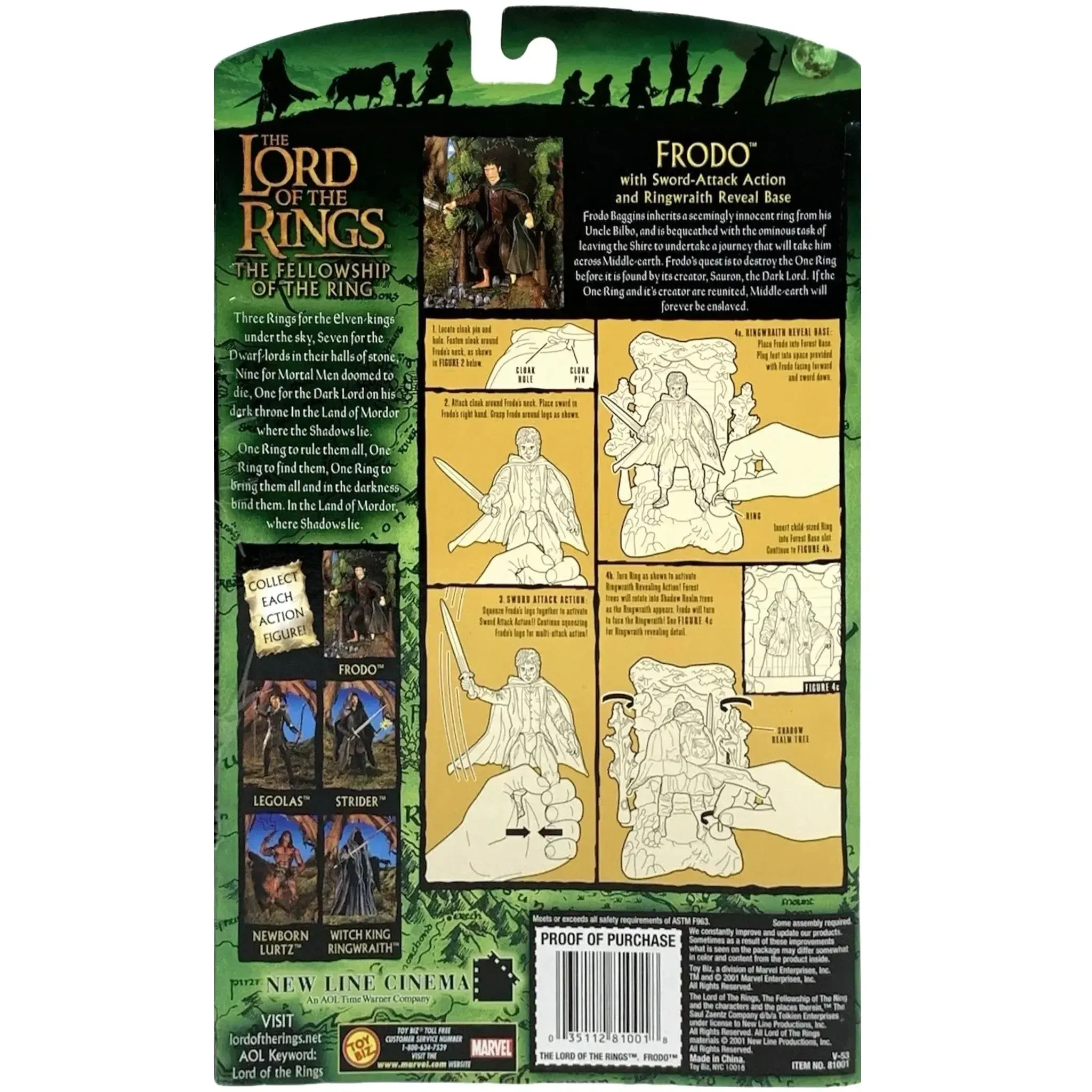 The Lord of the Rings: The Fellowship of the Ring - Sword-Attack Frodo Action Figure with Ringwraith Reveal Base - Toy Biz - (2001) - Image 2