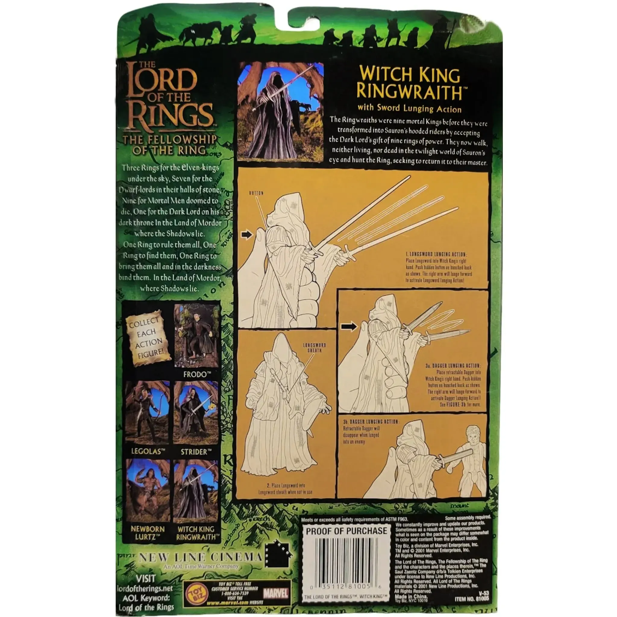 The Lord of the Rings: The Fellowship of the Ring - Sword Lunging Witch King Ringwraith Action Figure - Toy Biz - (2001) - Image 2