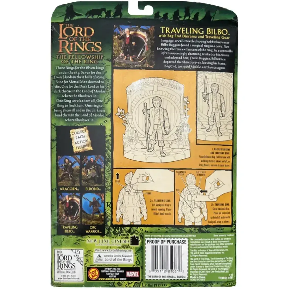 The Lord of the Rings: The Fellowship of the Ring - Traveling Bilbo Baggins Action Figure - Toy Biz - (2001) - Image 2