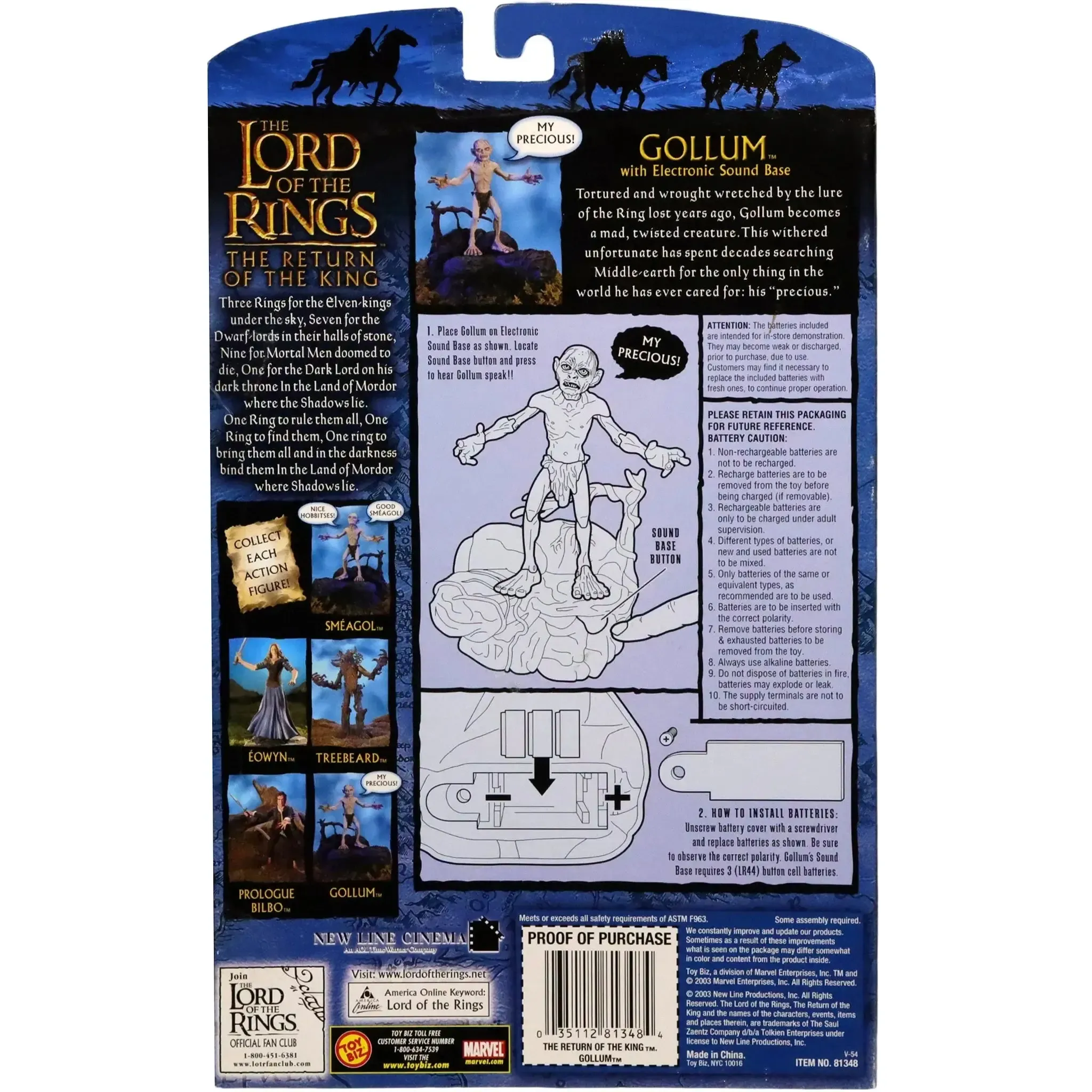 The Lord of the Rings [The Return of the King] - Gollum with Electronic Sound Base Interactive Action Figure (6") - Toy Biz - (2003) - Image 2