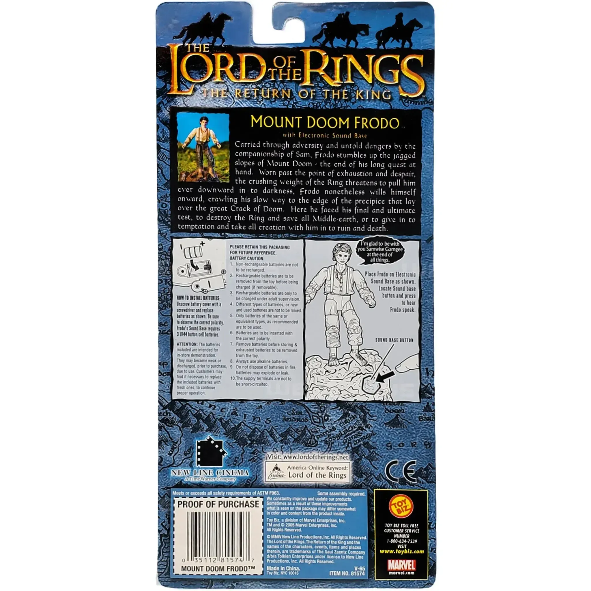 The Lord of the Rings: The Return of the King - Mount Doom Frodo with Electronic Sound Base Interactive Action Figure - Toy Biz - (2005) - Image 2