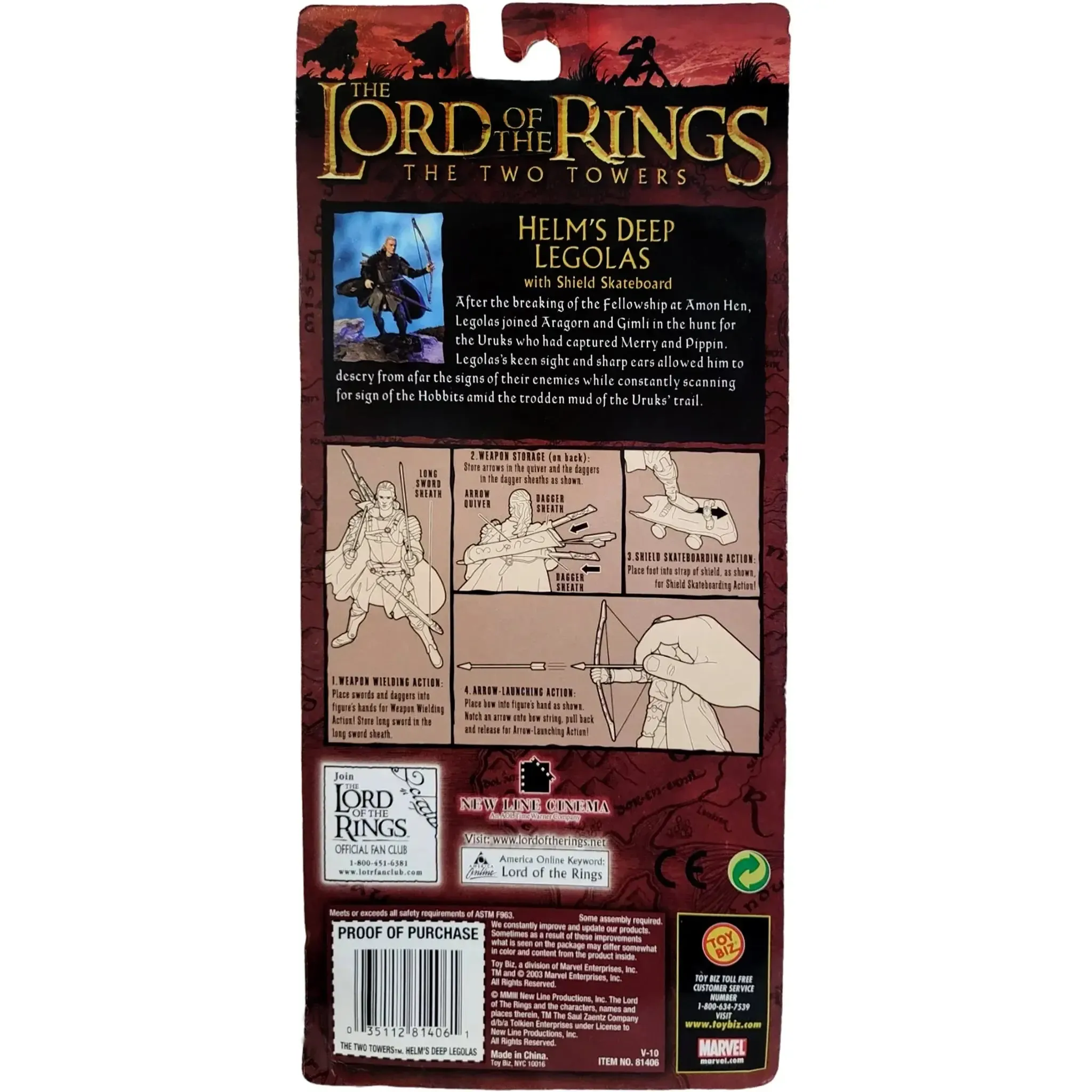 The Lord of the Rings: The Two Towers - Helm’s Deep Legolas with Shield Skateboard Action Figure (6") - Toy Biz - (2003) - Image 2