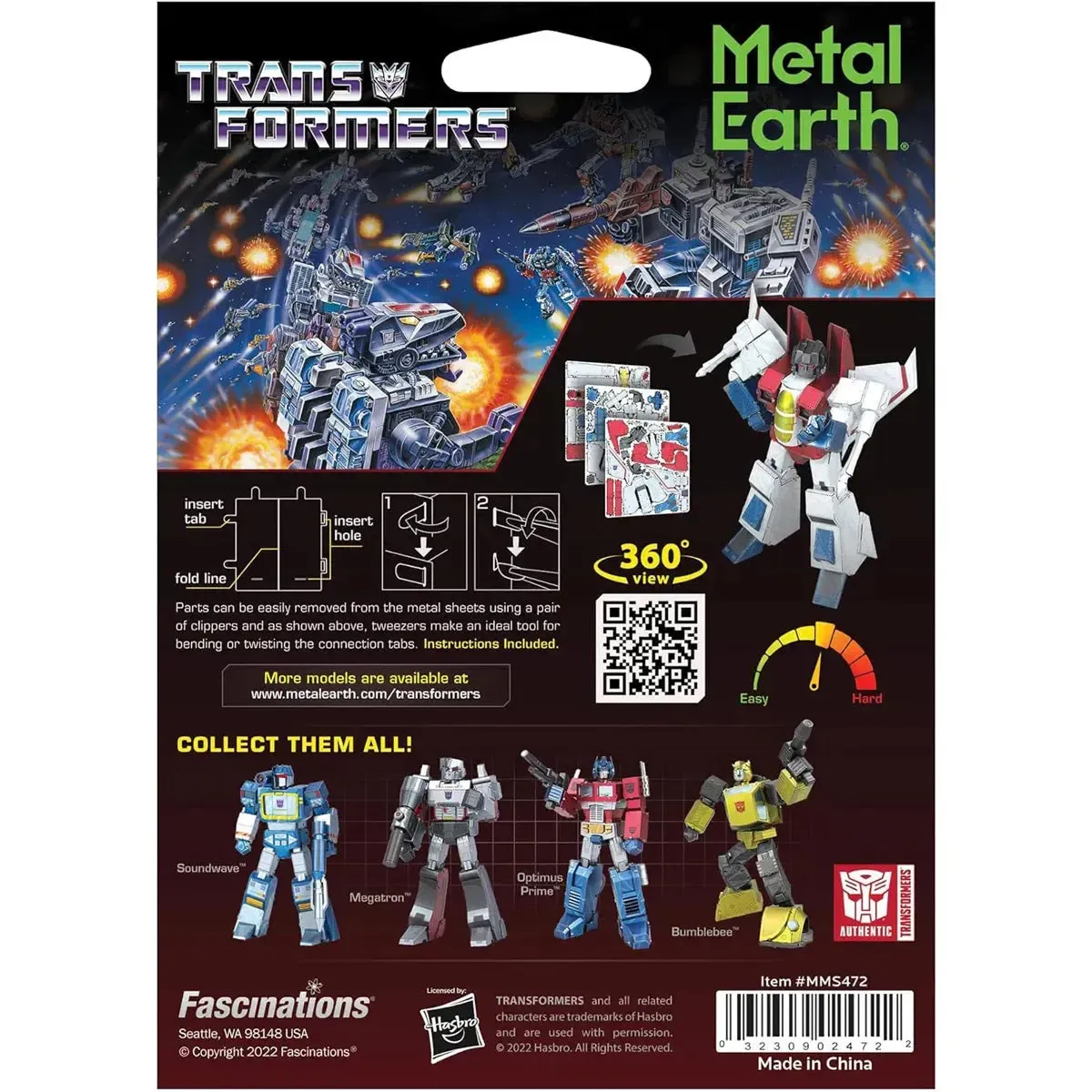The Transformers: More than Meets the Eye - Starscream Figure Model Kit (Steel, Moderate Difficulty) - Fascinations - Metal Earth Series - Image 3
