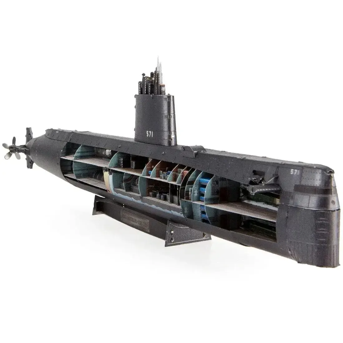 The United States Navy - USS Nautilus Nuclear Powered Submarine Ship Figure Model Kit (1:342 Scale, Steel, Challenging Difficulty) - Fascinations - Metal Earth Premium Series - Image 2