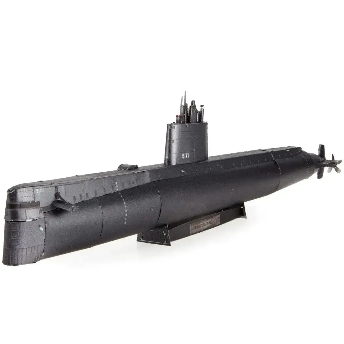 The United States Navy - USS Nautilus Nuclear Powered Submarine Ship Figure Model Kit (1:342 Scale, Steel, Challenging Difficulty) - Fascinations - Metal Earth Premium Series - Image 4