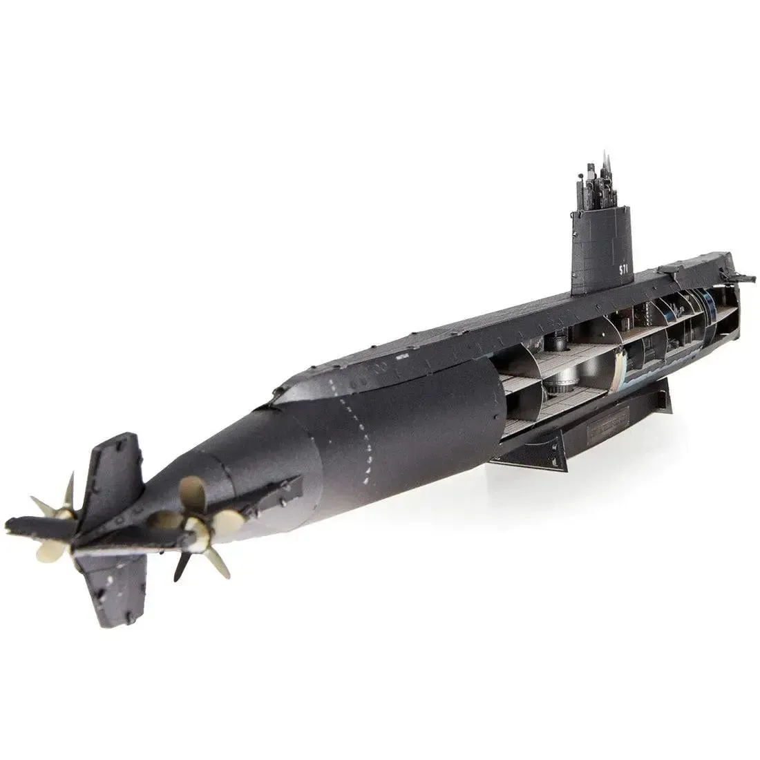 The United States Navy - USS Nautilus Nuclear Powered Submarine Ship Figure Model Kit (1:342 Scale, Steel, Challenging Difficulty) - Fascinations - Metal Earth Premium Series - Image 7