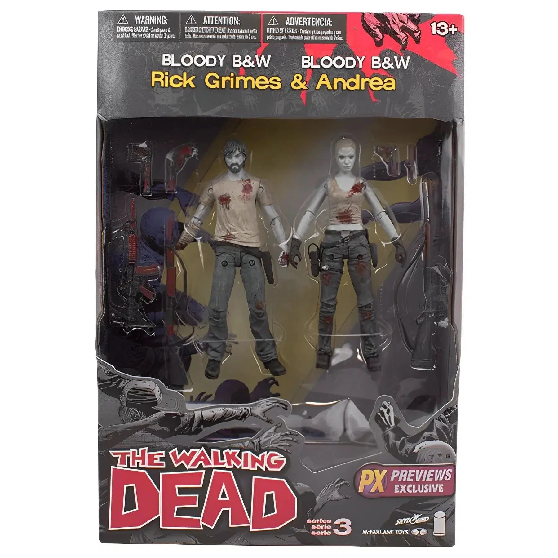 The Walking Dead (Comic) - Black & White Rick Grimes and Andrea 2-Pack Action Figure - McFarlane Toys - Series 3 (2014)