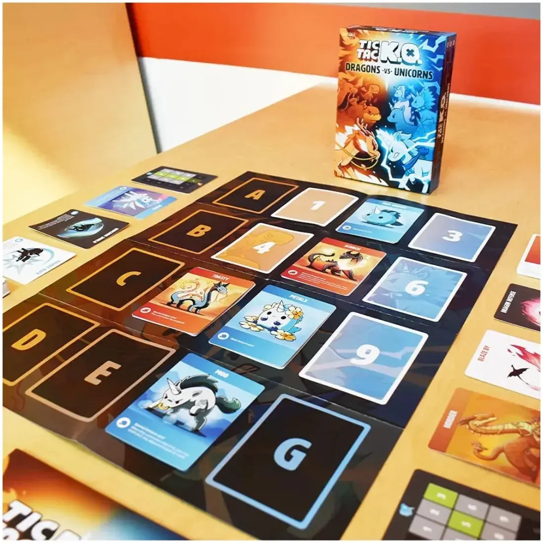 Tic Tac K.O.: Dragons vs Unicorns - Tile Placement Fantasy Card Game for Family, Adults, and Children (2-4 Players, Age 8+) - Unstable Games - Image 5