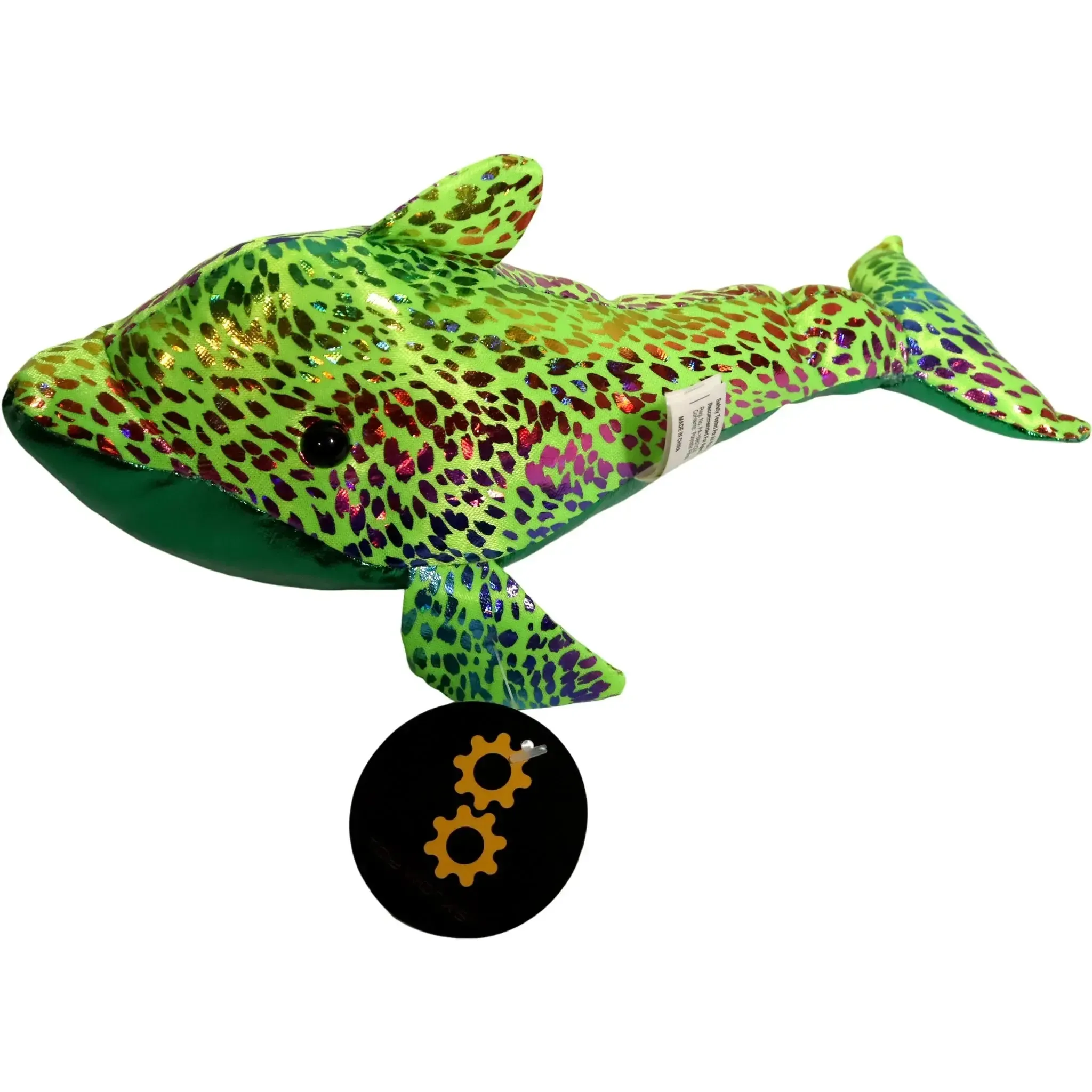 Toy Works - Rainbow Green Sparkling Dolphin Plush (9") - Toy Works - (2022)
