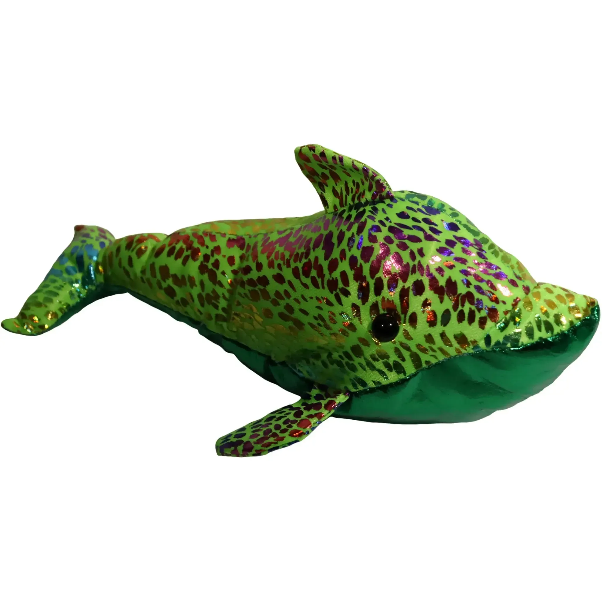 Toy Works - Rainbow Green Sparkling Dolphin Plush (9") - Toy Works - (2022) - Image 3