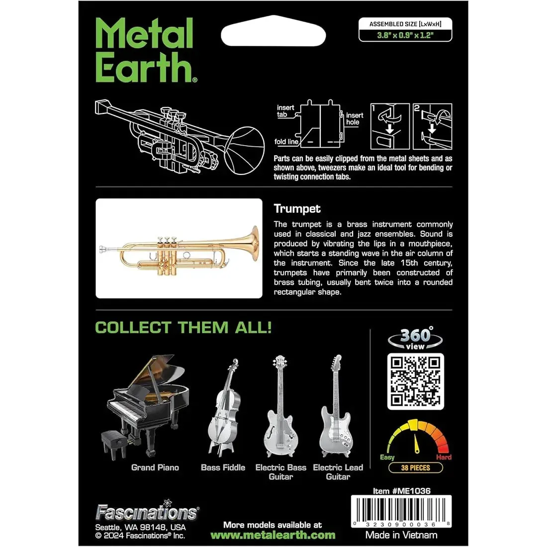 Trumpet Figure Model Kit (Steel, Moderate Difficulty) - Fascinations - Metal Earth Series - Image 3