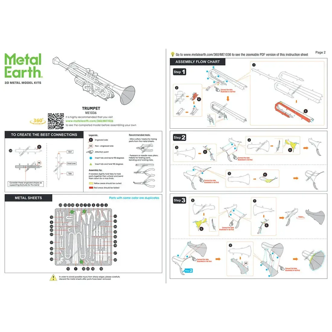 Trumpet Figure Model Kit (Steel, Moderate Difficulty) - Fascinations - Metal Earth Series - Image 9