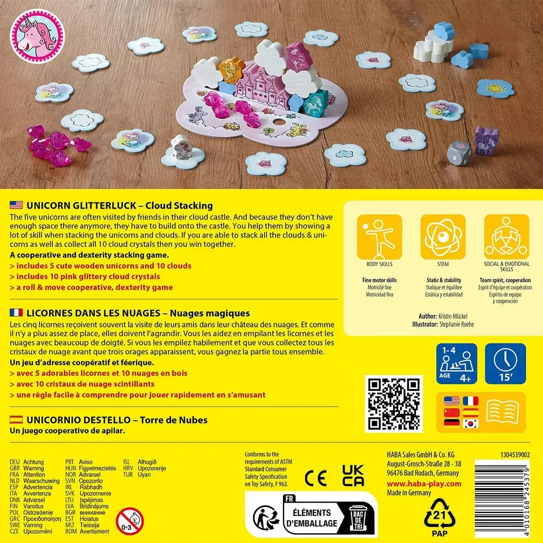 Unicorn Glitterluck - Unicorn Cloud Stacking Board Game for Family, and Children (1-4 Players, Ages 4+) - HABA - Image 3
