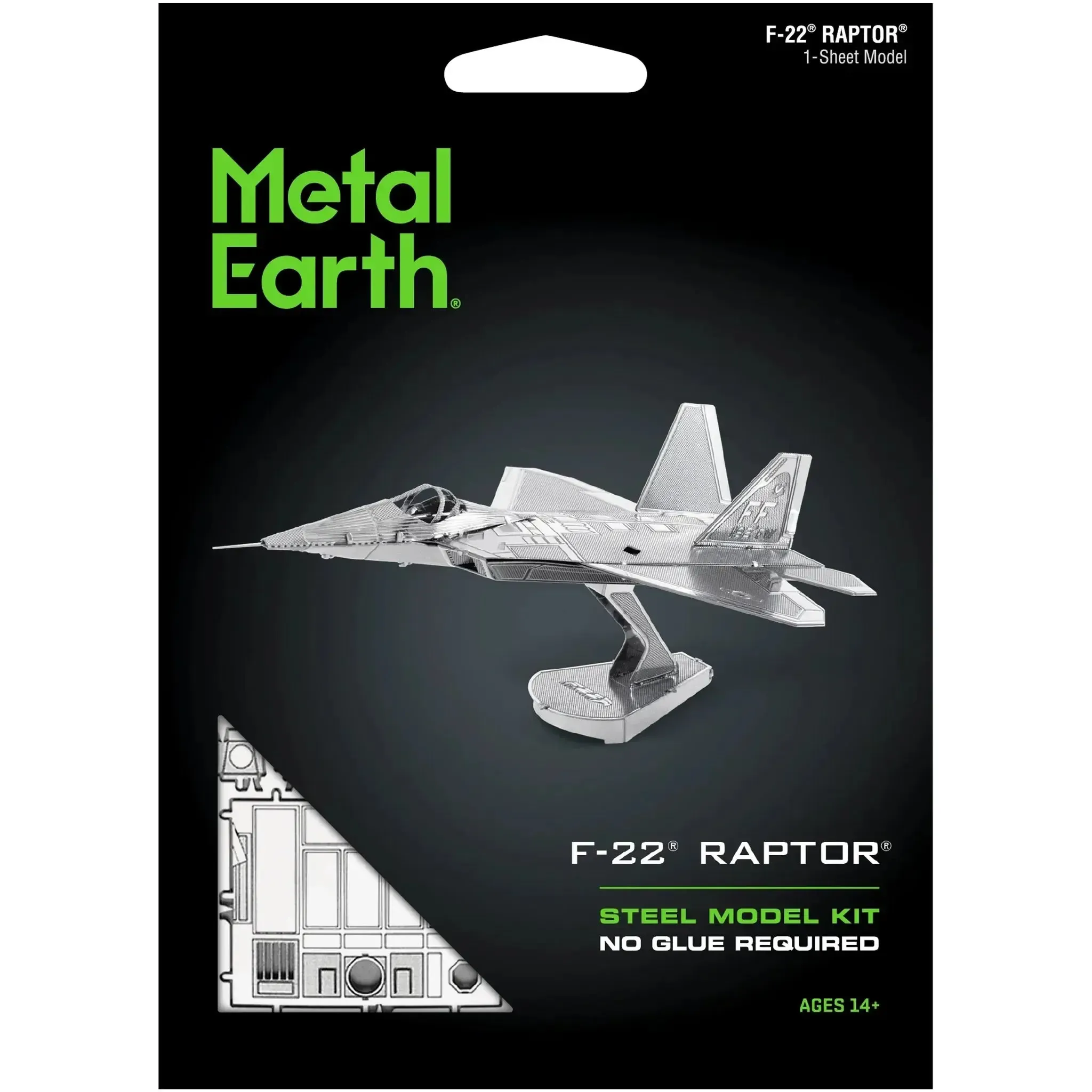 United States Air Force - Lockheed Martin F-22 Raptor Fighter Jet Figure Model Kit (Steel, Easy Difficulty) - Fascinations - Metal Earth Series - (2023)